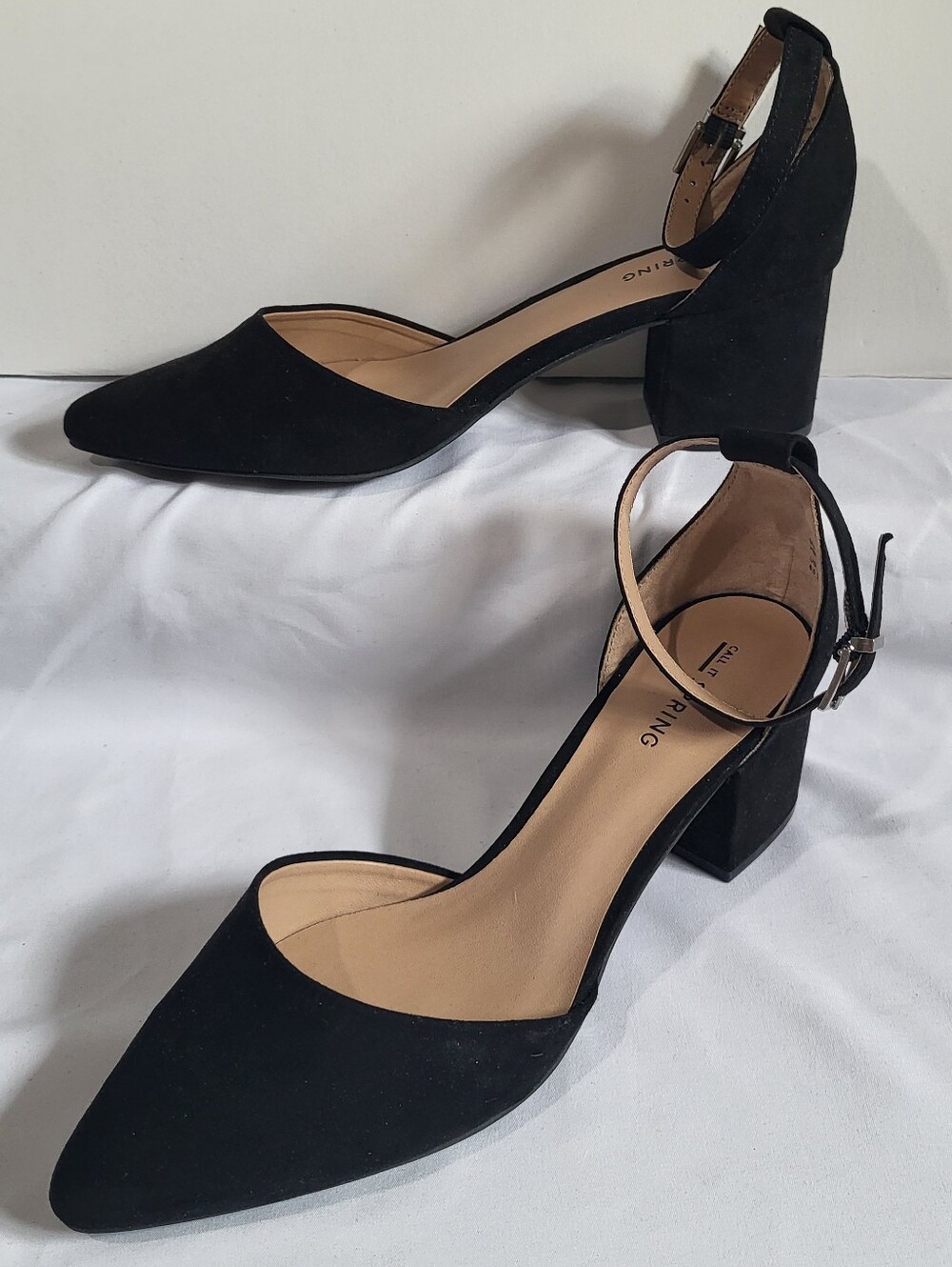 Call It Spring Daliaa Mid Heel Pumps Black Vegan Suede Size 8.5